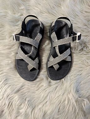 Chaco Black Sandals with White Speckle Straps